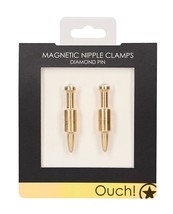 Shots Ouch Pin Magnetic Nipple Clamps Gold - £14.50 GBP