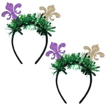 2 Pcs Mardi Gras Headband Purple Green Gold Hair Hoops Headpiece Women Hair Band - £15.71 GBP