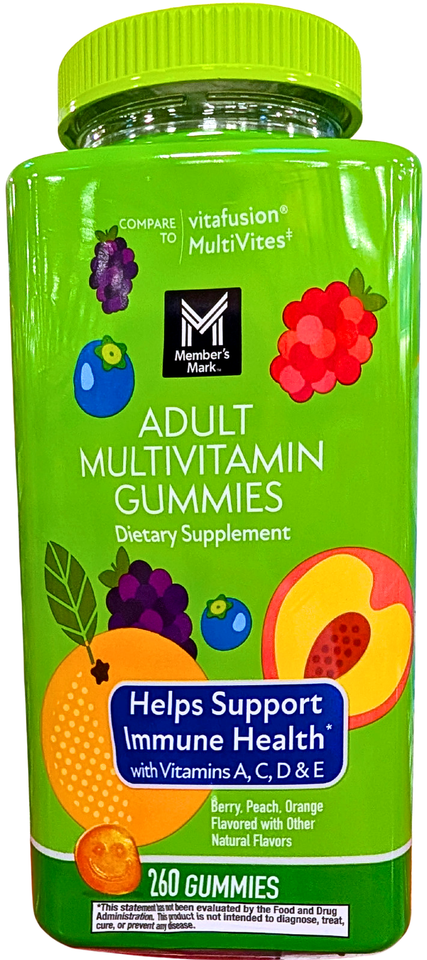 Member&#39;s Mark Adult Multivitamin Gummies Assorted Fruit Flavors 260 Ct E... - $21.60