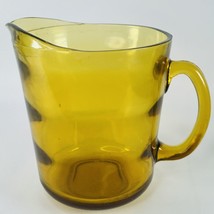 Hazel Atlas Waterfall Optic Ribbed Gold Vintage Amber Glass Pitcher MCM 1960s - £35.32 GBP