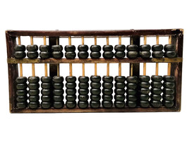 Vintage Chinese Handmade Abacus 13 rods 91 Beads Brass Joints Original Plate 14” - £63.00 GBP