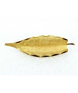 Vintage Costume Jewelry, Gold Tone Leaf Brooch, Textured and Polished PI... - $9.75