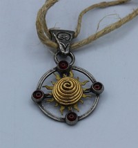 Druidic Sunwheel Pendant On Hemp Cord Vintage 1998 Alchemy Spirit English Pewter - $27.10