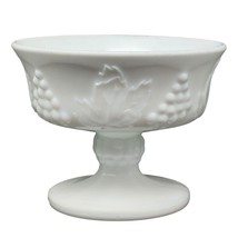 Vintage Indiana Milk Glass Footed Dessert Dish Colony Harvest, Pedestal Sherbet - £22.22 GBP