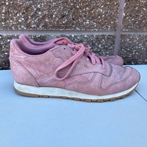 Reebok Classics Snake Print Runnings Shoes Pink Suede Leather Womens 7.5 - £14.69 GBP