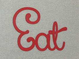 Large EAT Wood 16&quot; x 12&quot; Red Wall Plaque Sign - £15.73 GBP