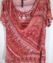 Sweet Clarity Knit Top Shirt Small Orange White Stretch - $18.99