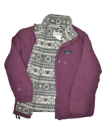 Vintage LL Bean Jacket Womens L Purple Fair Isle Fleece Lined Warm Up Bo... - £25.23 GBP