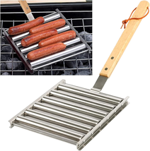Hot Dog Roller Sausage Rack with Extra Long Wood Handle, BBQ Griller for... - $21.99