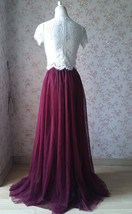 Burgundy Slit Long Tulle Skirt Wedding Bridesmaid Custom Plus Size Tulle Skirt image 4