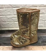 Fabkids gold sequin lined winter boots girls youth size 1 - $447.61 MXN