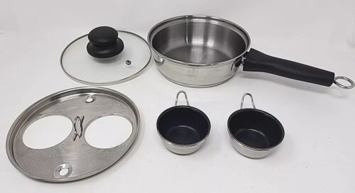 Primary image for Nonstick Egg Poacher Pan, 2 Poached Egg Cups, Easy  Cooker Stainless U265