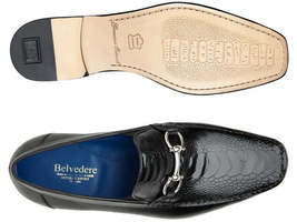 Belvedere Men's Bruno Genuine Ostrich Leg and Italian Calf Loafer Black 1026 image 4