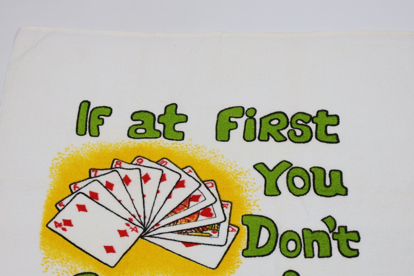 Vintage 80s 90s If At First You Don't Succeed Cheat Card Poker Pinup Girl Towel Item image 3