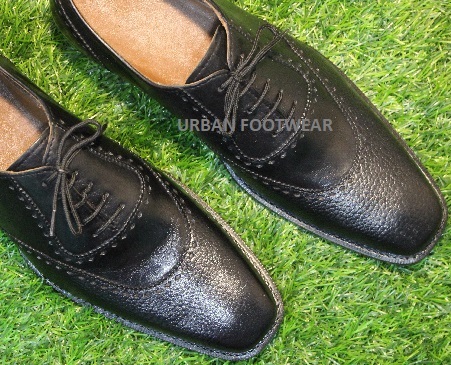 Men's New Handmade Shoes Black Leather Lace up Style Oxford Brogue wing Formal
