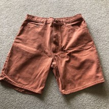 Vintage Hunt Club Burnt Orange Denim Shorts Men’s 36 38 Regular 1990s Dyed - $39.59