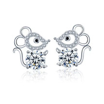 1.00Ct Round Simulated Diamond Women Stud Earrings 14k White Gold Plated Silver - $118.79