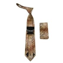 Men's Stacy Adams Tie and Hankie Set Fancy Woven Silky Satin #SAT59 Tan image 2