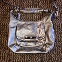 Coach Purse Used Silver Leather Medium Size - $39.00