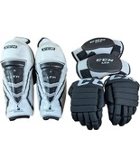 CCM LTP Ice Hockey Gloves JR 10&quot; Small Shin and Elbow Pads Youth Suede P... - $1,496.57 MXN