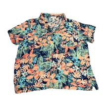 Jessica Simpson Shirt Women&#39;s Large Multicolor Floral Short Sleeve Butto... - £18.26 GBP