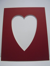 Picture Frame Mat Heart Shape Design Cutout 8x10 for 5x7 Brick Red - £5.55 GBP