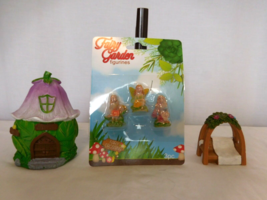 Miniature Fairy &amp; Garden Hut House Figurines  Arch, 5 Piece Set NEW - £7.12 GBP