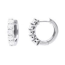 2.00 Ct Round Cut Diamond Huggie Hoop Earrings 14K White Gold Finish - £74.97 GBP