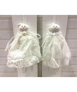 White Lace Snowman Girl Doll Shelf Sitter Ornament Delton 8&quot; Christmas S... - £12.52 GBP