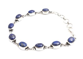 Sterling Silver Lapis Lazuli Gemstone Handmade Bracelet Fest Gift For Women&#39;s BS - £61.09 GBP