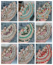 Joharibazar Indian Ethnic Kundan Gold Plated Choker Earrings Tikka Jewelry Set A - £35.46 GBP