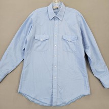Saddlebrook Western Wear Men Shirt Size M Blue Classic Pearl Snap Long S... - £9.98 GBP