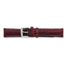 de Beer Brown Crocodile Grain Leather Watch Band 18mm Silver Color - £20.05 GBP
