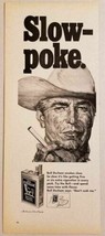 1968 Print Ad Bull Durham Extra Size Cigarettes Rugged Cowboy Smoking Drawing - £9.57 GBP