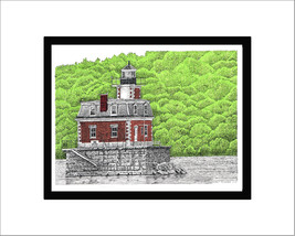 Hudson-Athens Lighthouse, Hudson River, Limited Edition, Matted, Pen and Ink Pri - £28.06 GBP