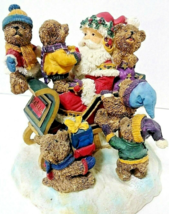 Vintage Santa &amp; The Bears Packing A Sleigh Resin 5 1/4&quot; Tall x 5 1/2&quot; - £13.28 GBP