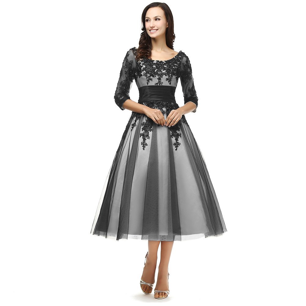 Kivary? Women's Vintage White and Black Lace Short Prom Evening Dresses with She