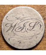 1882 Seated Liberty Dime Love Token Cursive Letters Engraved - $19.44 CAD