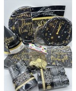 9pc Happy New Year Eve Holiday Party Set Paper Plates Hat Tiara Popper N... - $45.99