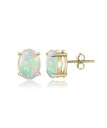 Ethiopian Opal 5x3 Oval Stud Earrings Gold Tone over Sterling Silver 0.30ct - $295.26 MXN