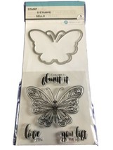 Hampton Art Butterfly Stamp And Metal Die Brand New 5 Pieces 3 1/2 “ Die - £7.96 GBP