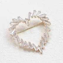 1Ct Baguette Cut CZ Moissanite Heart Love Brooch Pin 14K Rose Gold Plated Silver - £139.80 GBP