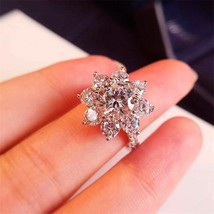 Real Moissanite Haute Sun Flower Ring 1-2 Carat Diamond Lotus Ring Women Fancy W - £51.23 GBP