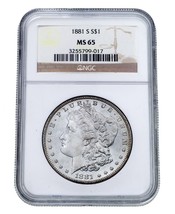 1881-S $1 Silver Morgan Dollar Graded by NGC as MS-65 - £218.96 GBP