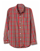 New Gap Kids Boys Red Plaid Long Sleeve Button Down Poplin Cotton Shirt 12 - £15.52 GBP
