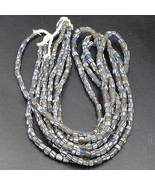 Lotto 2 fili OLD AFRICAN grigio blu righe bianche PERLINE VETRO fili vin... - $32.45