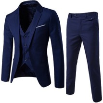 Men Spring 3 Pieces Clic Blazers Suit Sets Men Business Blazer +Vest +Pants Suit - £49.53 GBP