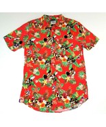 Disney Mickey Mouse Hawaiian Aloha Shirt Red Short Sleeve Button Up Mens... - £27.23 GBP