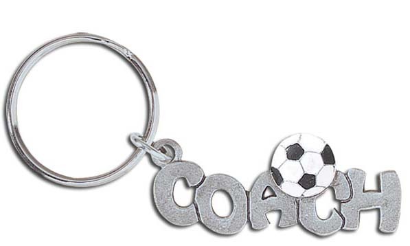 Primary image for 3D Pewter Soccer Coach Keychain Keyring Key Chain - 2pc/pack