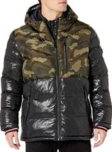 Tommy Hilfiger Men&#39;s Midweight Chevron Quilted Hooded Puffer Jacket SZ S... - $110.93